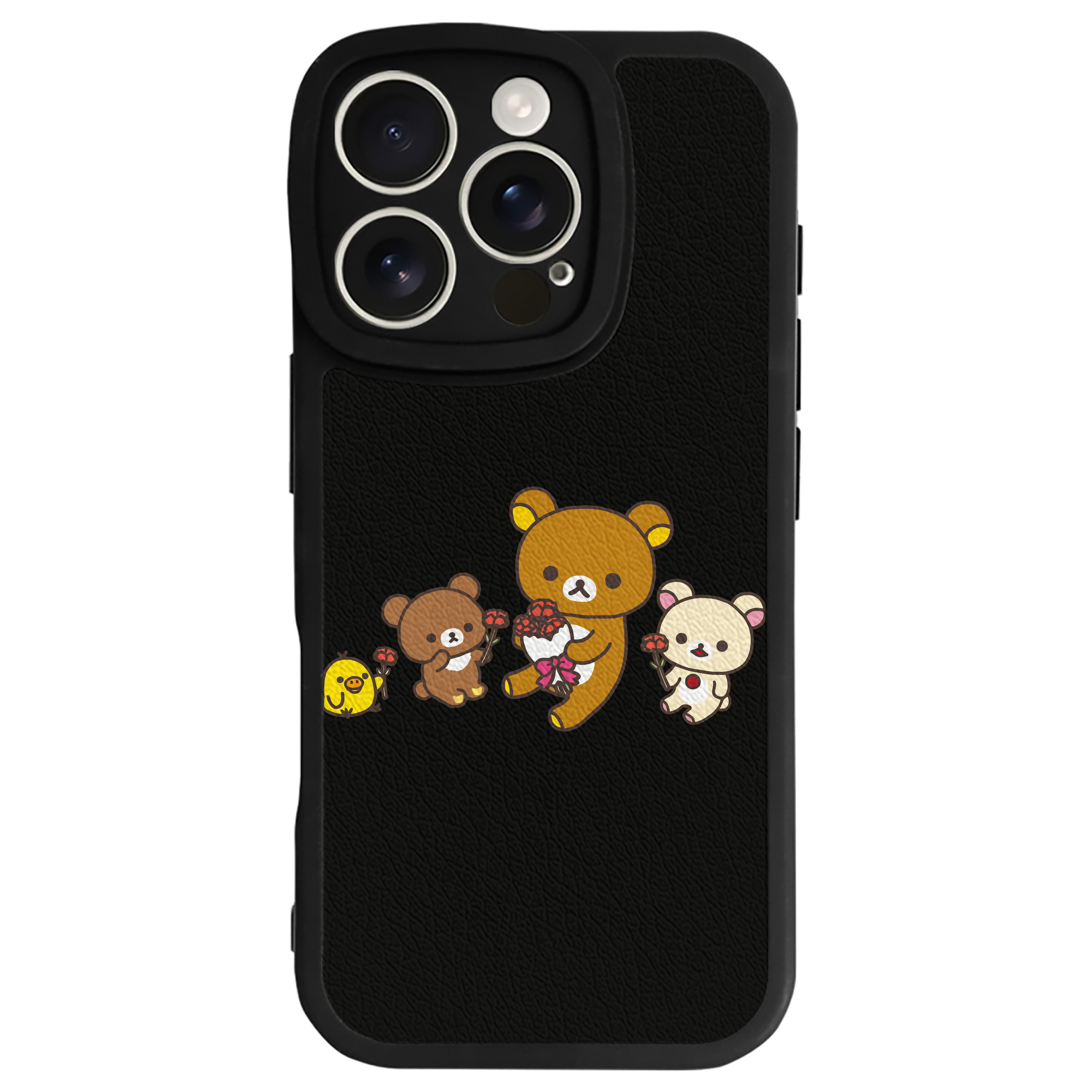 （画像用） リラックマ リラックマ キイロイトリ Rilakkuma Korilakkuma Kiiroitori 【iPhone 16シリーズ対応】シリコンスマホケース（レザー調） 材質：シリコン
